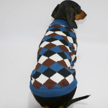 Small Medium Size Dog Cat Winter Sweater, Warm Thick Argyle Pattern Knitted Pullover Clothing for Pet (Small) V1258-DP02-F-906