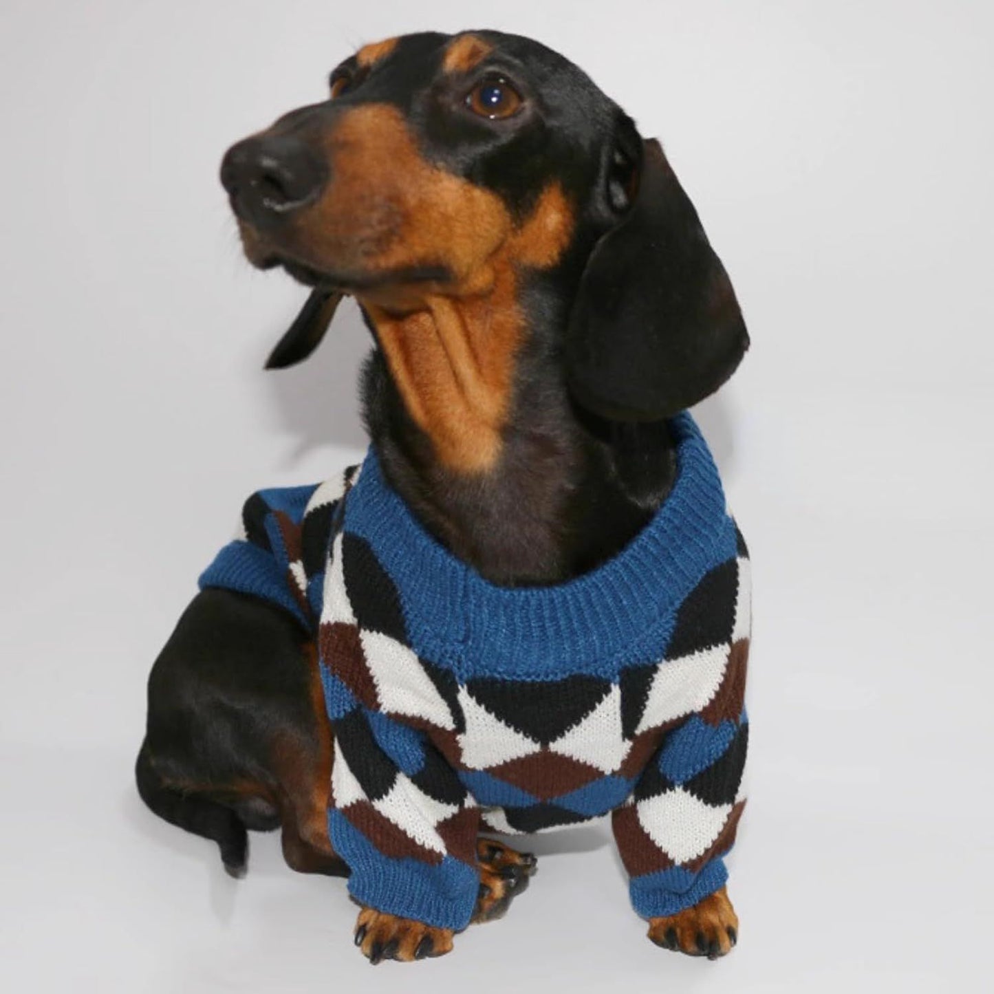 Small Medium Size Dog Cat Winter Sweater, Warm Thick Argyle Pattern Knitted Pullover Clothing for Pet (Small) V1258-DP02-F-906