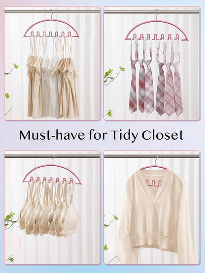 5 Pack Wave Hangers with Hooks for Bras Lingerie Cami Tops, Space-Saving Storage Multi-Functional Closet V1258-DP02-F-909