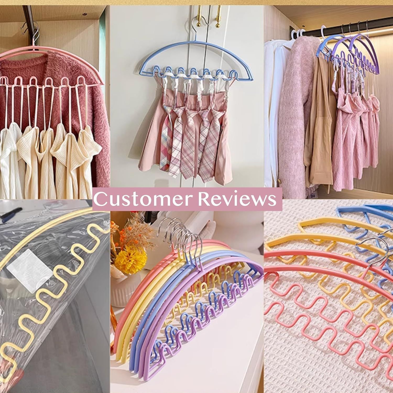 5 Pack Wave Hangers with Hooks for Bras Lingerie Cami Tops, Space-Saving Storage Multi-Functional Closet V1258-DP02-F-909