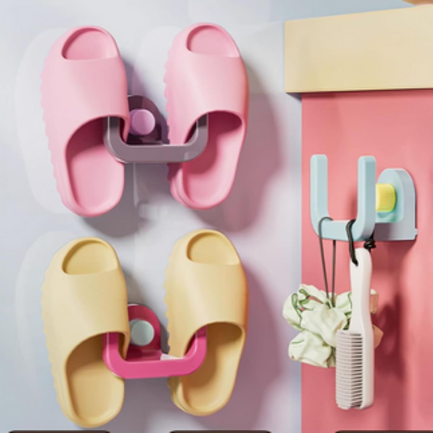 3 Pack Reusable Vacuum Suction Storage Organizer for Kitchen, Slippers in Bathroom, No Drilling Wall-Mounted V1258-DP02-F-910