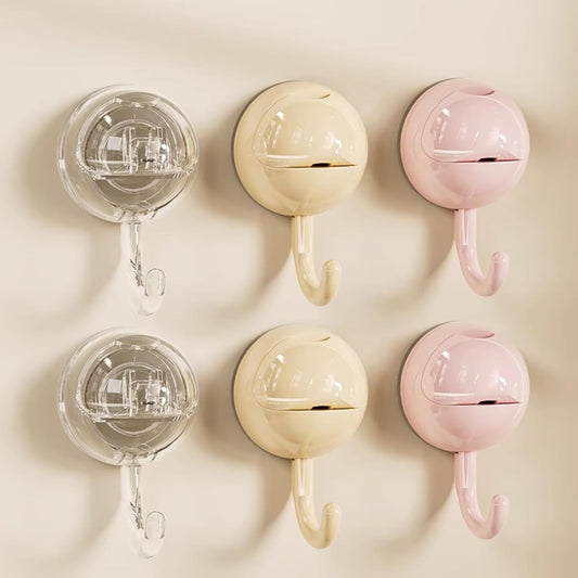 No-Drill Round Vacuum Suction Cup Hooks Pastel Colors, Strong Hold No-Trace Storage Hangers for Kitchen V1258-DP02-F-911