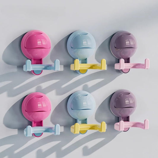 No-Trace No-Drill Vacuum Suction Cup Hook for Kitchen Bathroom, 3/6 Pack Colorful Dual-Head Door Back Towel V1258-DP02-F-912