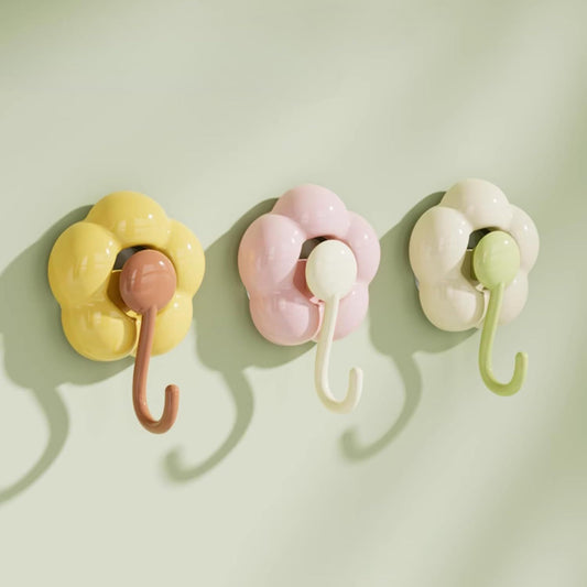 3 Pack No-Trace Vacuum Suction Cup Hooks, Floral Heavy Duty Storage Hangers for Home Bathroom Kitchen Door V1258-DP02-F-913
