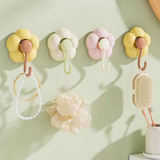 3 Pack No-Trace Vacuum Suction Cup Hooks, Floral Heavy Duty Storage Hangers for Home Bathroom Kitchen Door V1258-DP02-F-913