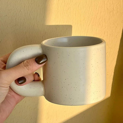 10 Oz Checkerboard/Polka Dot Coffee Mug Tea Mug, Classic Ceramic Cups for Home Office (Cream,10 Oz) V1258-DP02-F-918