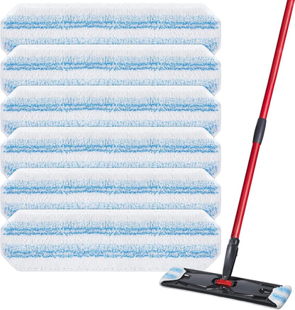 6 Pack H2prO Mop Pads Compatible with O Ceda H2PrO Flat Mop System, 100% Microfiber Mop Head Replacements, V1258-DP02-F-921