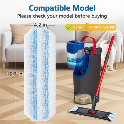 6 Pack H2prO Mop Pads Compatible with O Ceda H2PrO Flat Mop System, 100% Microfiber Mop Head Replacements, V1258-DP02-F-921