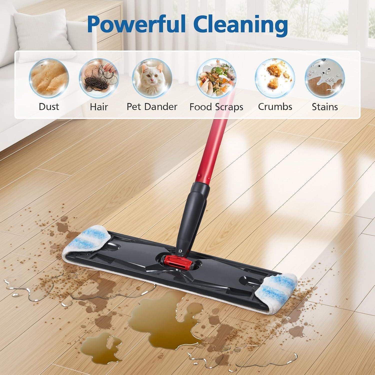 6 Pack H2prO Mop Pads Compatible with O Ceda H2PrO Flat Mop System, 100% Microfiber Mop Head Replacements, V1258-DP02-F-921