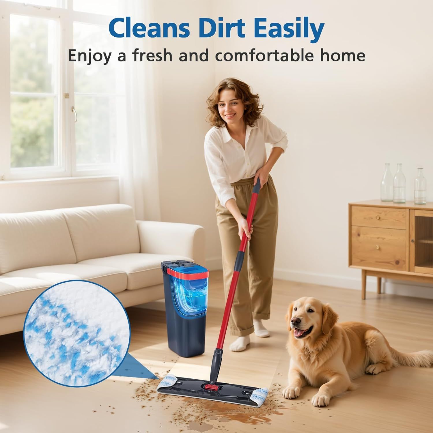 6 Pack H2prO Mop Pads Compatible with O Ceda H2PrO Flat Mop System, 100% Microfiber Mop Head Replacements, V1258-DP02-F-921