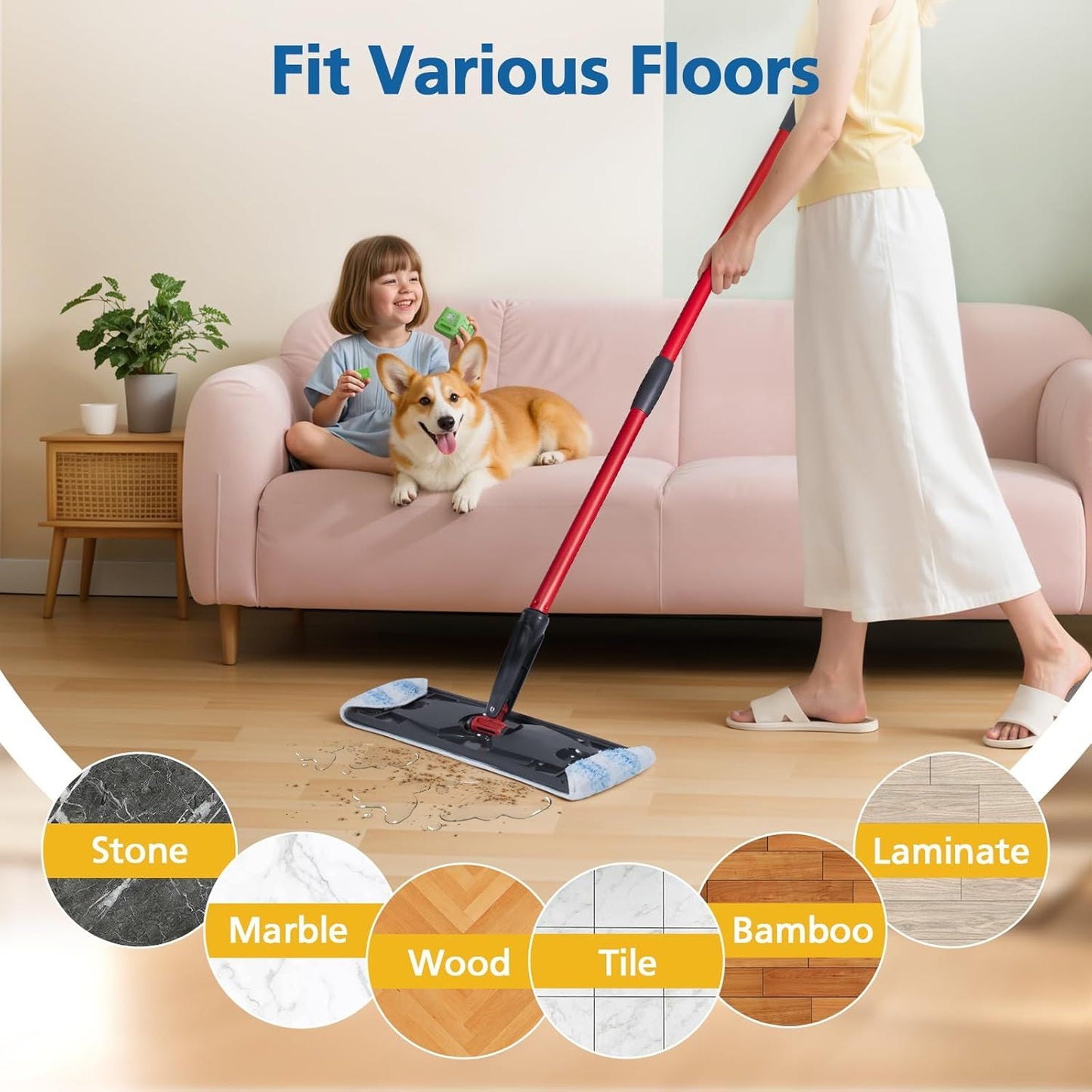 6 Pack H2prO Mop Pads Compatible with O Ceda H2PrO Flat Mop System, 100% Microfiber Mop Head Replacements, V1258-DP02-F-921