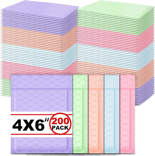 200 Pcs Bubble Mailer 4 x 6 Inch Small Shipping Bags Waterproof Padded Envelopes Self Adhesive Poly Bubble V1258-DP02-F-927