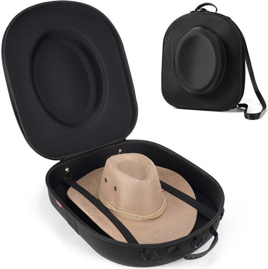 Hat Box for Travel - Crush Proof Cowboy Hat Holder Storage, Hard Travel Hat Carrier Case for Cowboy, Panama & V1258-DP02-F-932