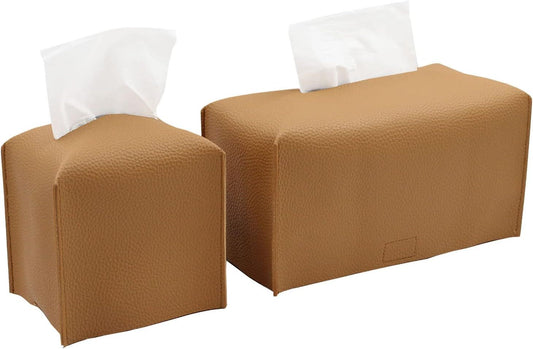 Tissue Box Cover, Modern PU Leather Tissue Box Holder - Decorative Holder/Organizer for Bathroom Vanity V1258-DP02-F-934