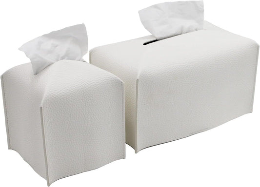 Tissue Box Cover, Modern PU Leather Tissue Box Holder - Decorative Holder/Organizer for Bathroom Vanity V1258-DP02-F-935