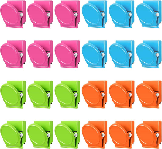 24 Pcs Magnetic Clips, Fridge Magnets Refrigerator Magnet, Whiteboard Magnets, Magnet Clips Heavy Duty, Metal V1258-DP02-F-937