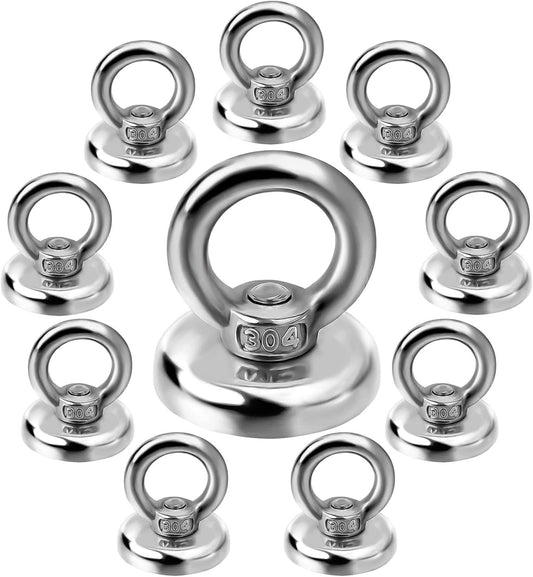 Magnetic Hooks Heavy Duty 10 Pack, 60 lbs Pulling Force Rare Earth Magnets with Countersunk Hole Eyebolt, V1258-DP02-F-938