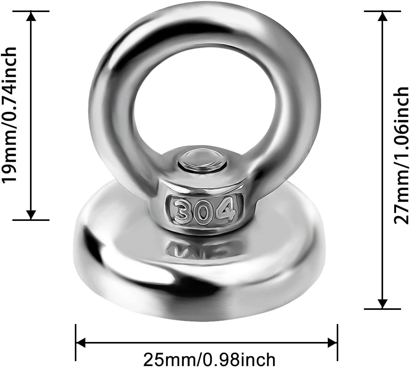 Magnetic Hooks Heavy Duty 10 Pack, 60 lbs Pulling Force Rare Earth Magnets with Countersunk Hole Eyebolt, V1258-DP02-F-938