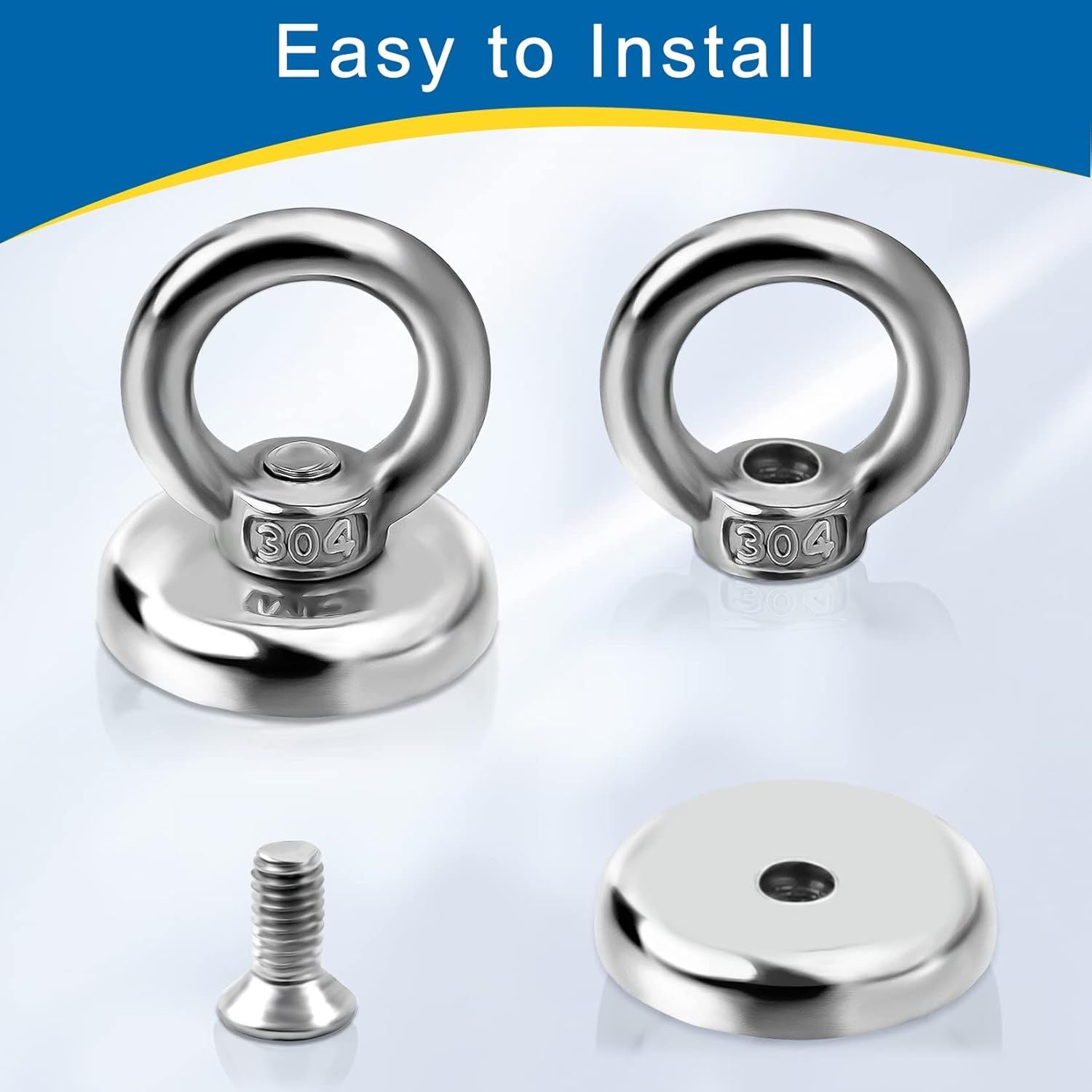 Magnetic Hooks Heavy Duty 10 Pack, 60 lbs Pulling Force Rare Earth Magnets with Countersunk Hole Eyebolt, V1258-DP02-F-938