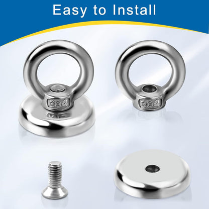 Magnetic Hooks Heavy Duty 10 Pack, 60 lbs Pulling Force Rare Earth Magnets with Countersunk Hole Eyebolt, V1258-DP02-F-938