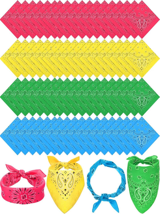 72 Pieces Paisley Bandanas Bulk Cowboy Paisley Bandanas Unisex Head Wrap Scarf for Western Party Costume V1258-DP02-F-939