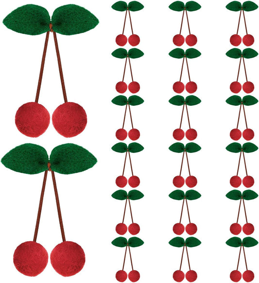 20 Pcs Cherry Party Decor Cherry Felt Balls DIY Garland Craft Handmade Cute Wool Pompom Fruit Baby Shower V1258-DP02-F-941