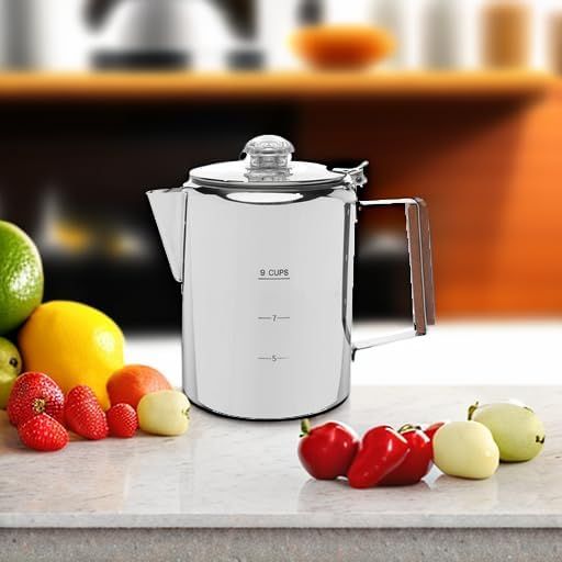 Bozeman Percolator Coffee Pot - NO Aluminum or Plastic [9 cup] V1258-DP02-F-945