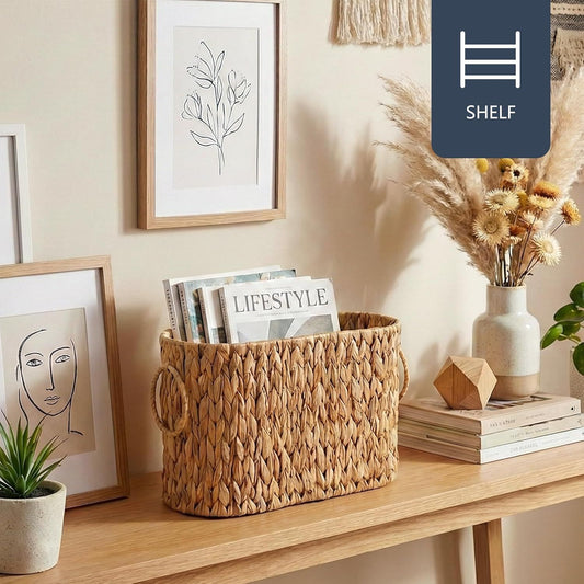 Toilet Paper Storage Basket, Water Hyacinth Toilet Paper Holder for Up to 6 Mega Rolls, Wicker Basket for V1258-DP02-F-947