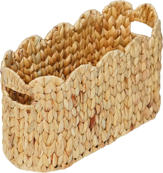 Toilet Paper Storage Basket,Scalloped Wicker Basket for Bathroom Organizers and Storage,Hand-Woven Rattan V1258-DP02-F-949