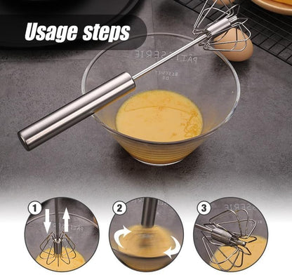 Stainless Steel Whisk, Egg Whisk Hand Push Rotary Whisk Blender, Hand Push Mixer Stirrer Tool for Cooking V1258-DP02-F-95