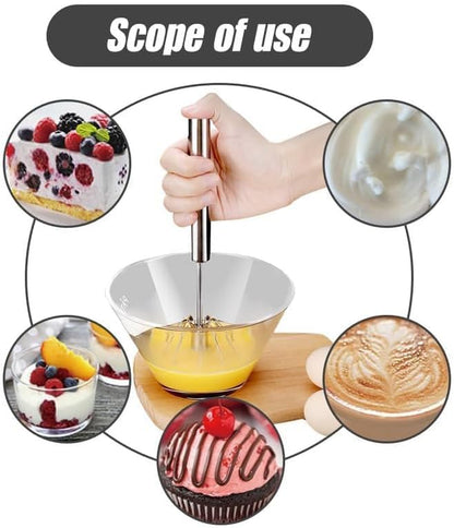 Stainless Steel Whisk, Egg Whisk Hand Push Rotary Whisk Blender, Hand Push Mixer Stirrer Tool for Cooking V1258-DP02-F-95