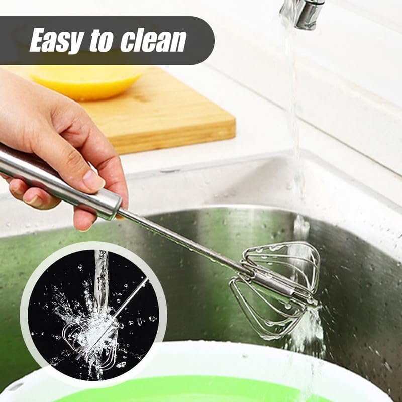 Stainless Steel Whisk, Egg Whisk Hand Push Rotary Whisk Blender, Hand Push Mixer Stirrer Tool for Cooking V1258-DP02-F-95