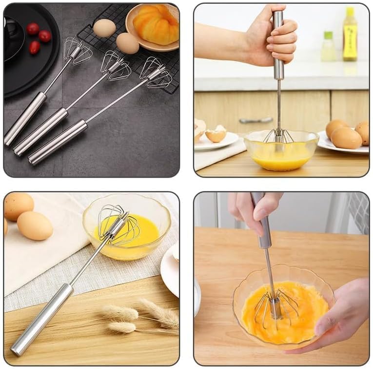 Stainless Steel Whisk, Egg Whisk Hand Push Rotary Whisk Blender, Hand Push Mixer Stirrer Tool for Cooking V1258-DP02-F-95