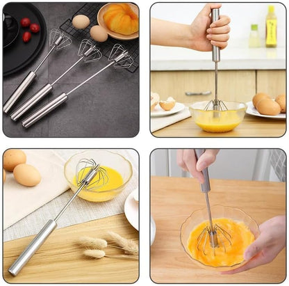 Stainless Steel Whisk, Egg Whisk Hand Push Rotary Whisk Blender, Hand Push Mixer Stirrer Tool for Cooking V1258-DP02-F-95