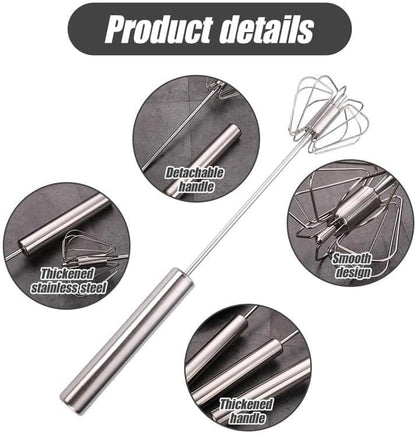 Stainless Steel Whisk, Egg Whisk Hand Push Rotary Whisk Blender, Hand Push Mixer Stirrer Tool for Cooking V1258-DP02-F-95