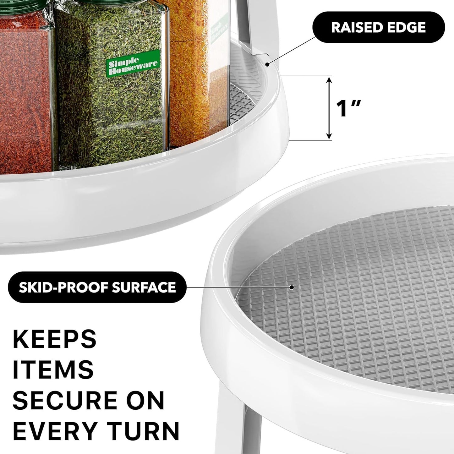 2-Tier Lazy Susan Spice Organizer, 10" Diameter, White/Gray V1258-DP02-F-958