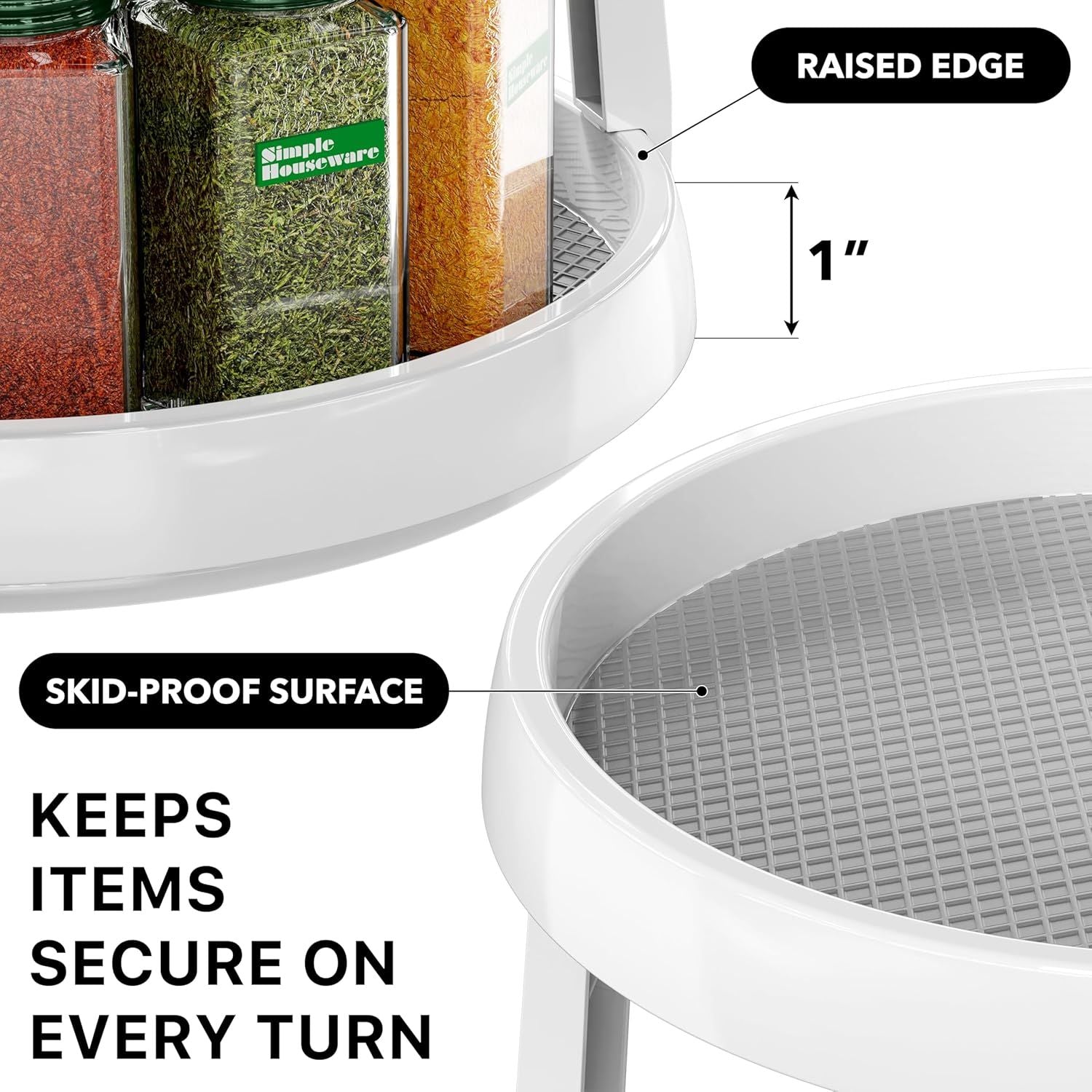 2-Tier Lazy Susan Spice Organizer, 10" Diameter, White/Gray V1258-DP02-F-958