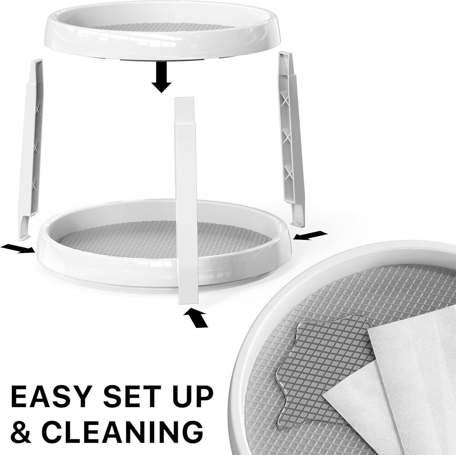2-Tier Lazy Susan Spice Organizer, 10" Diameter, White/Gray V1258-DP02-F-958