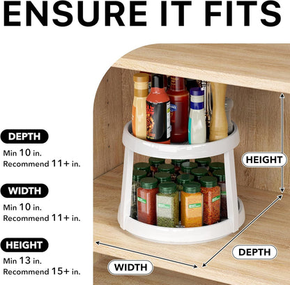 2-Tier Lazy Susan Spice Organizer, 10" Diameter, White/Gray V1258-DP02-F-958