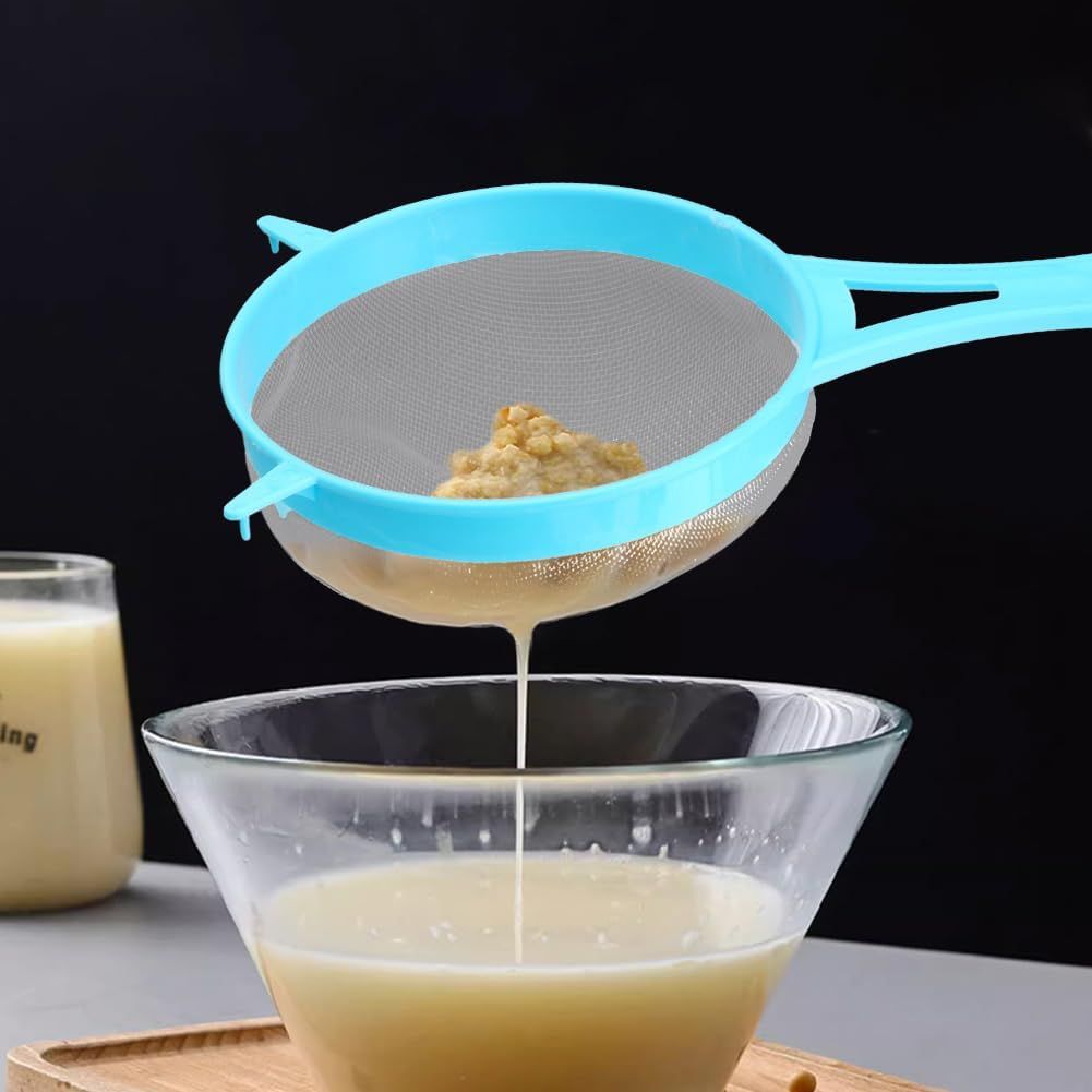 4Pcs Fine Mesh Strainer Set, Solid-Liquid Separator Gadget, Plastic Flour Colander with Non Slip Handles, V1258-DP02-F-962