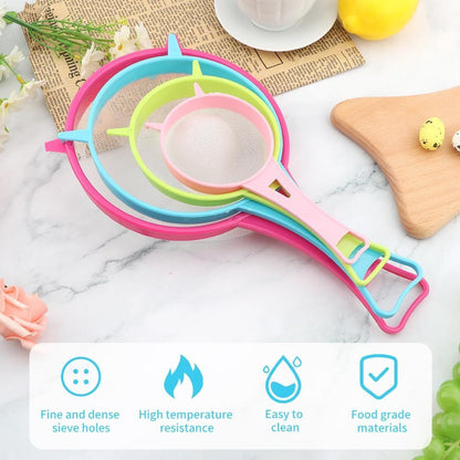 4Pcs Fine Mesh Strainer Set, Solid-Liquid Separator Gadget, Plastic Flour Colander with Non Slip Handles, V1258-DP02-F-962