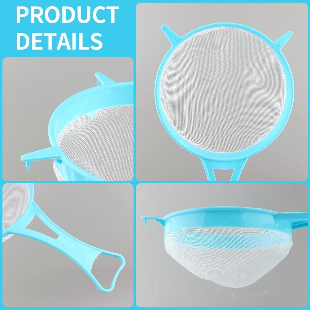 4Pcs Fine Mesh Strainer Set, Solid-Liquid Separator Gadget, Plastic Flour Colander with Non Slip Handles, V1258-DP02-F-962