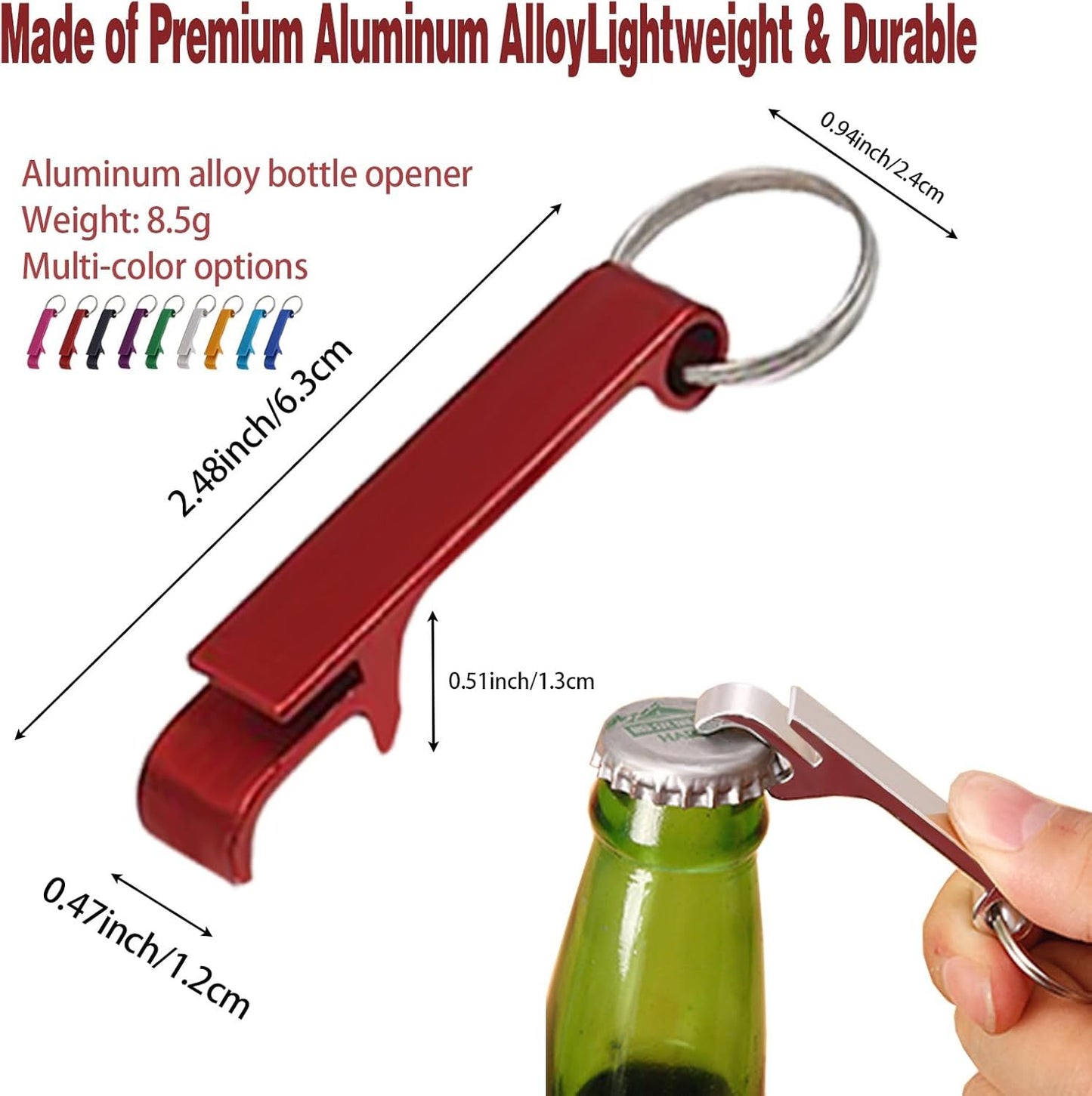 50 Pcs Bottle Openers, Soda Beverage Beer Bottle Opener Keychain,Small and Practical, Easy to Carry, for V1258-DP02-F-964