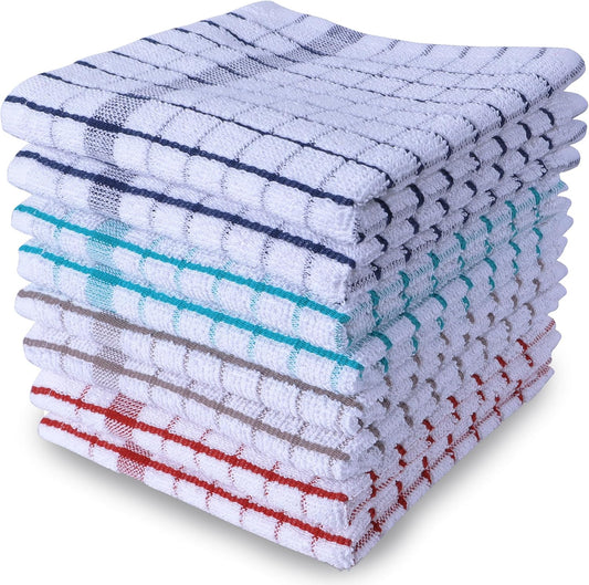 AMOUR INFINI Kitchen Dish Cloths Set of 8 - Ultra Soft, Highly Absorbent, Quick-Drying Terry Cotton V1258-DP02-F-98