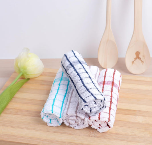 AMOUR INFINI Kitchen Dish Cloths Set of 8 - Ultra Soft, Highly Absorbent, Quick-Drying Terry Cotton V1258-DP02-F-98