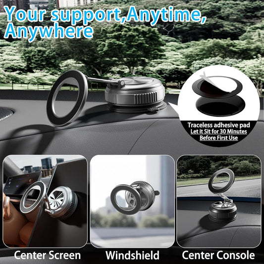 Car Phone Holder for Magsafe, 360 degrees Adjustable Foldable Car Mount [108LBS Strongest Suction & 2800gf V1258-DP02-H-0001