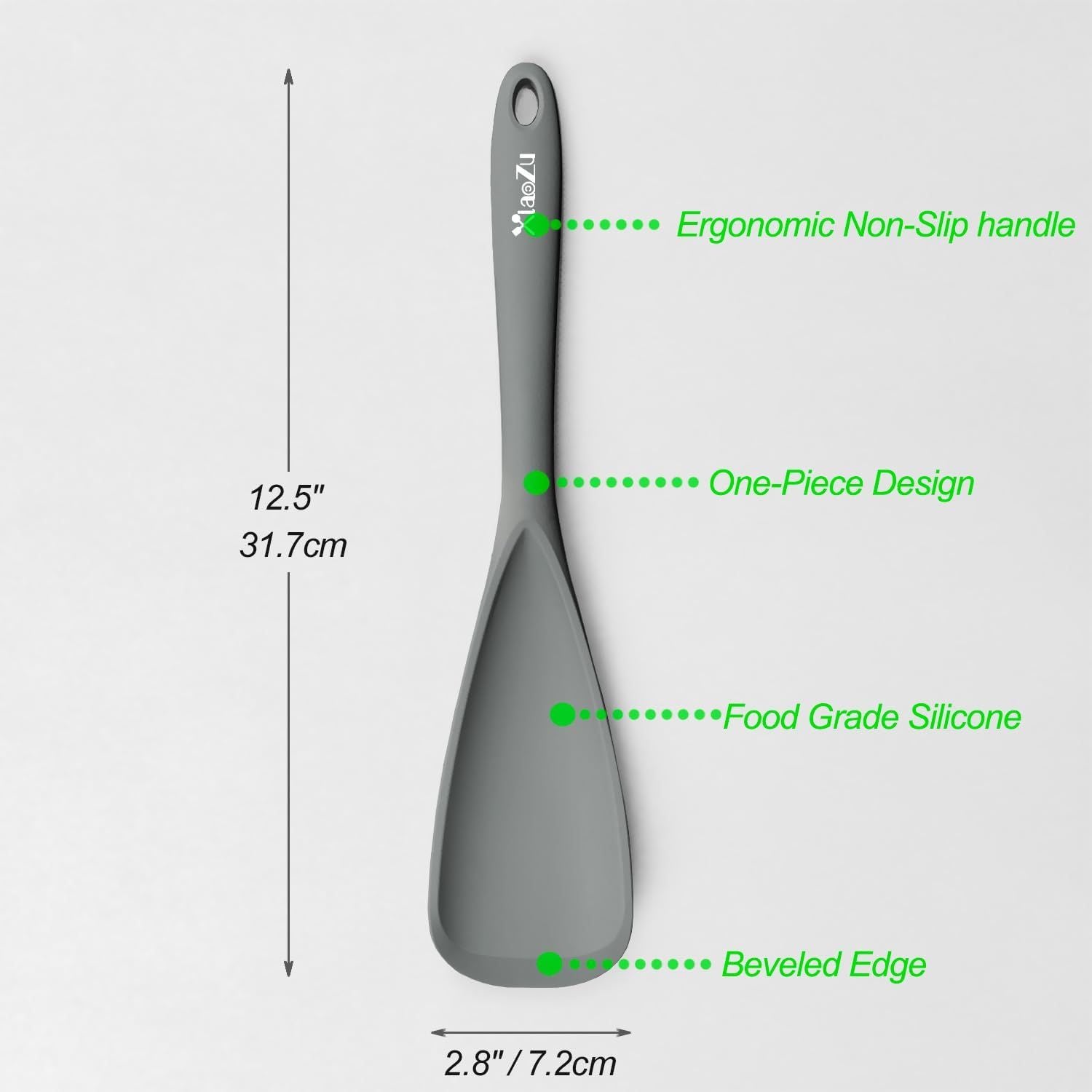 Silicone Spatula Spoon, Great for Both Cooking and Serving Durable BPA-Free Matte Black Silicone, Seamless V1258-DP02-H-0002