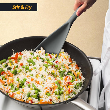 Silicone Spatula Spoon, Great for Both Cooking and Serving Durable BPA-Free Matte Black Silicone, Seamless V1258-DP02-H-0002