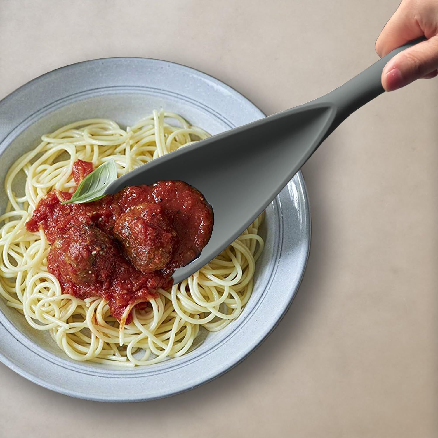 Silicone Spatula Spoon, Great for Both Cooking and Serving Durable BPA-Free Matte Black Silicone, Seamless V1258-DP02-H-0002