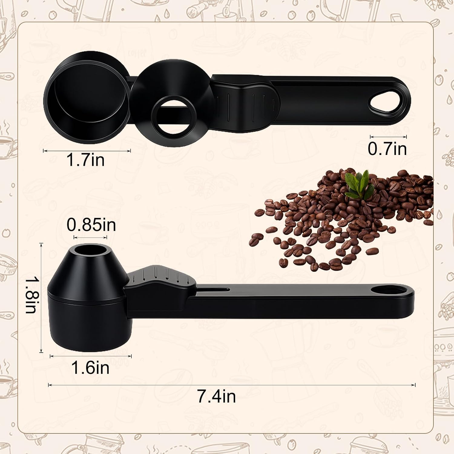 Coffee Scoop & Funnel for Reusable K Cup Refillable Coffee Pods, 2 Tablespoon Slide Coffee Measuring Funnel V1258-DP02-WO-1